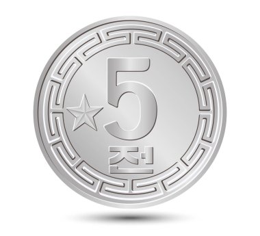  5 chon coin, North Korea. Vector.