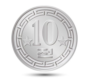10 chon coin, North Korea. Vector.
