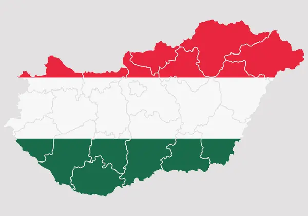Macaristan haritası bayrak ile.