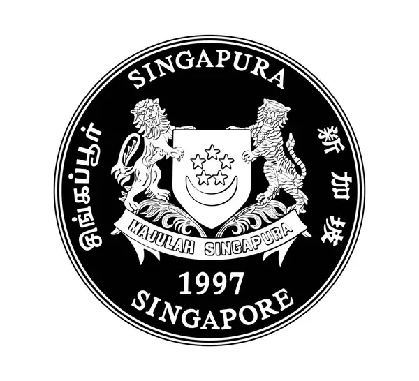 stock vector Obverse of Singapore cent coin. The coin is depicted in black and white.