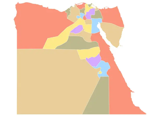 stock vector Map of Egypt by region in different colors. 