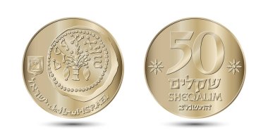 Coin, Israel, 50 sheqalim. Reverse and obverse clipart