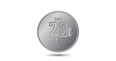 Ters para, Meksika 20 Centavos. Bozuk para ekranda büyüleyici bir şekilde beliriyor. Canlandırılmış vektör parası. Para animasyonu.