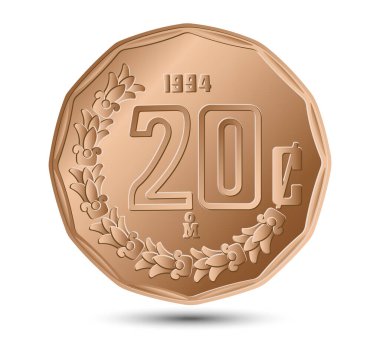 Ters para, Meksika 20 Centavos. Vektör illüstrasyonu.