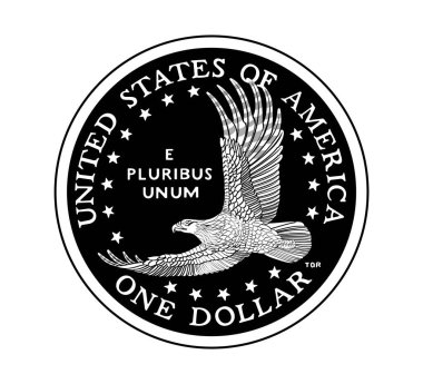 Bir Amerikan doları. Bozuk para siyah ve beyaz olarak tasvir edilir. Vektör çizimi. Vektör illüstrasyonu.