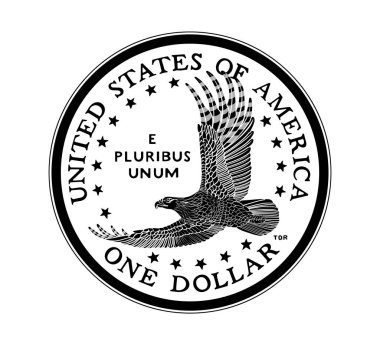 Bir Amerikan doları. Bozuk para siyah ve beyaz olarak tasvir edilir. Vektör çizimi. Vektör illüstrasyonu.