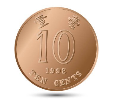 Hong Kong bozukluklarının tersi 10 sent. Vektör illüstrasyonu.