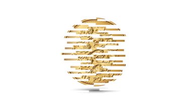 Üç aslanlı 1 pound İngiliz parası. Bozuk para ekranda büyüleyici bir şekilde beliriyor. Canlandırılmış vektör parası. Para animasyonu.