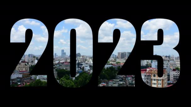Happy New Year 2023 Time Lapse Cityscape Background — kuvapankkivideo