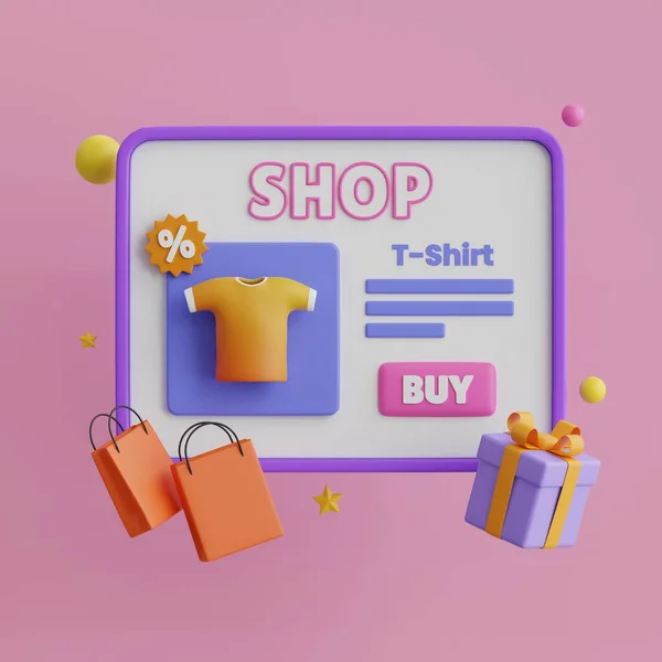 Illustration Online Shop Online Payment Delivery Concept Floating Elements — стоковое фото