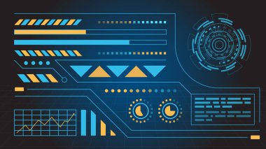 Kokpit Kaskı, VR tasarımı için Bilimkurgu HUD. Kullanıcı Arayüzü, Arayüz, VR ve Oyunlar için gelecekçi kokpit görünümü.