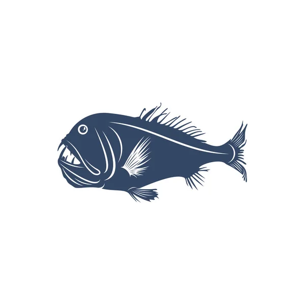 Дизайн Векторной Иллюстрации Глубоководных Рыб Дизайн Логотипа Глубоководной Рыбы — стоковый вектор