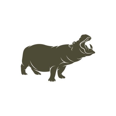 Hippopotamus vektör çizimi. Hippopotamus logo tasarımı Şablonu.