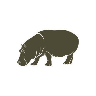 Hippopotamus vektör çizimi. Hippopotamus logo tasarımı Şablonu.