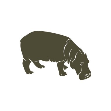 Hippopotamus vektör çizimi. Hippopotamus logo tasarımı Şablonu.