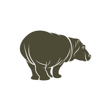 Hippopotamus vektör çizimi. Hippopotamus logo tasarımı Şablonu.