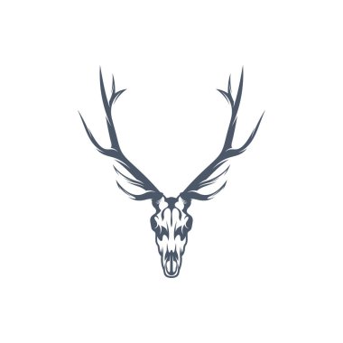 Baş Geyik kemik vektör çizimi. Baş Geyik logo tasarımı Şablonu.
