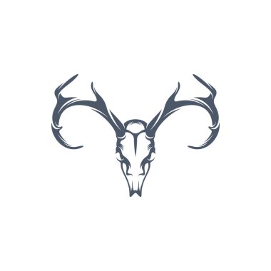 Baş Geyik kemik vektör çizimi. Baş Geyik logo tasarımı Şablonu.