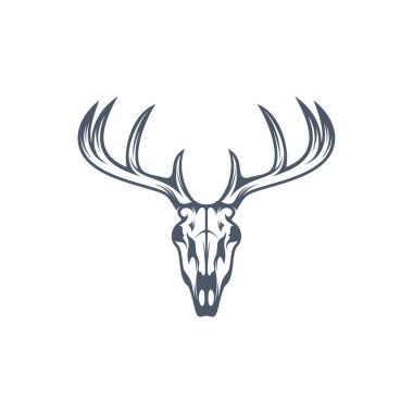 Baş Geyik kemik vektör çizimi. Baş Geyik logo tasarımı Şablonu.