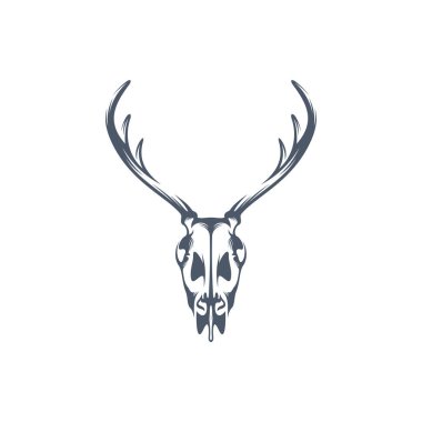 Baş Geyik kemik vektör çizimi. Baş Geyik logo tasarımı Şablonu.