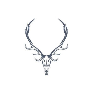 Baş Geyik kemik vektör çizimi. Baş Geyik logo tasarımı Şablonu.
