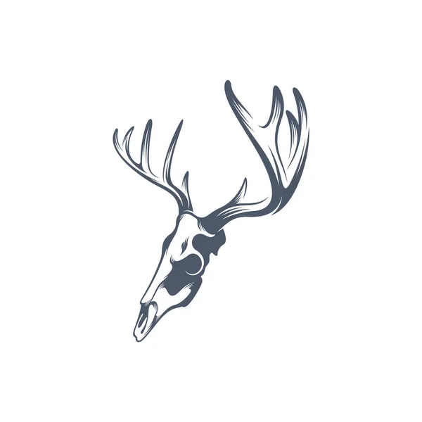 Baş Geyik Kemik Vektör Çizimi Baş Geyik Logo Tasarımı Şablonu — Stok Vektör