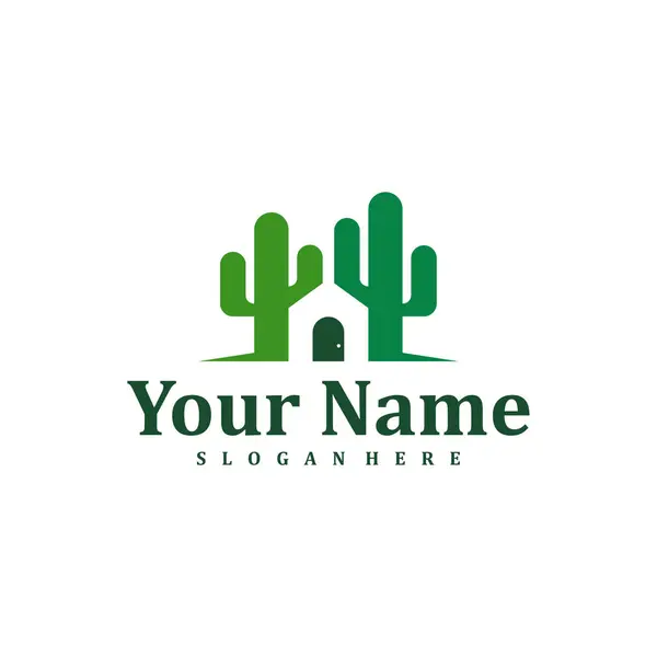 Plantilla Diseño Del Logotipo House Cactus Ilustración Del Vector Del Ilustración de stock
