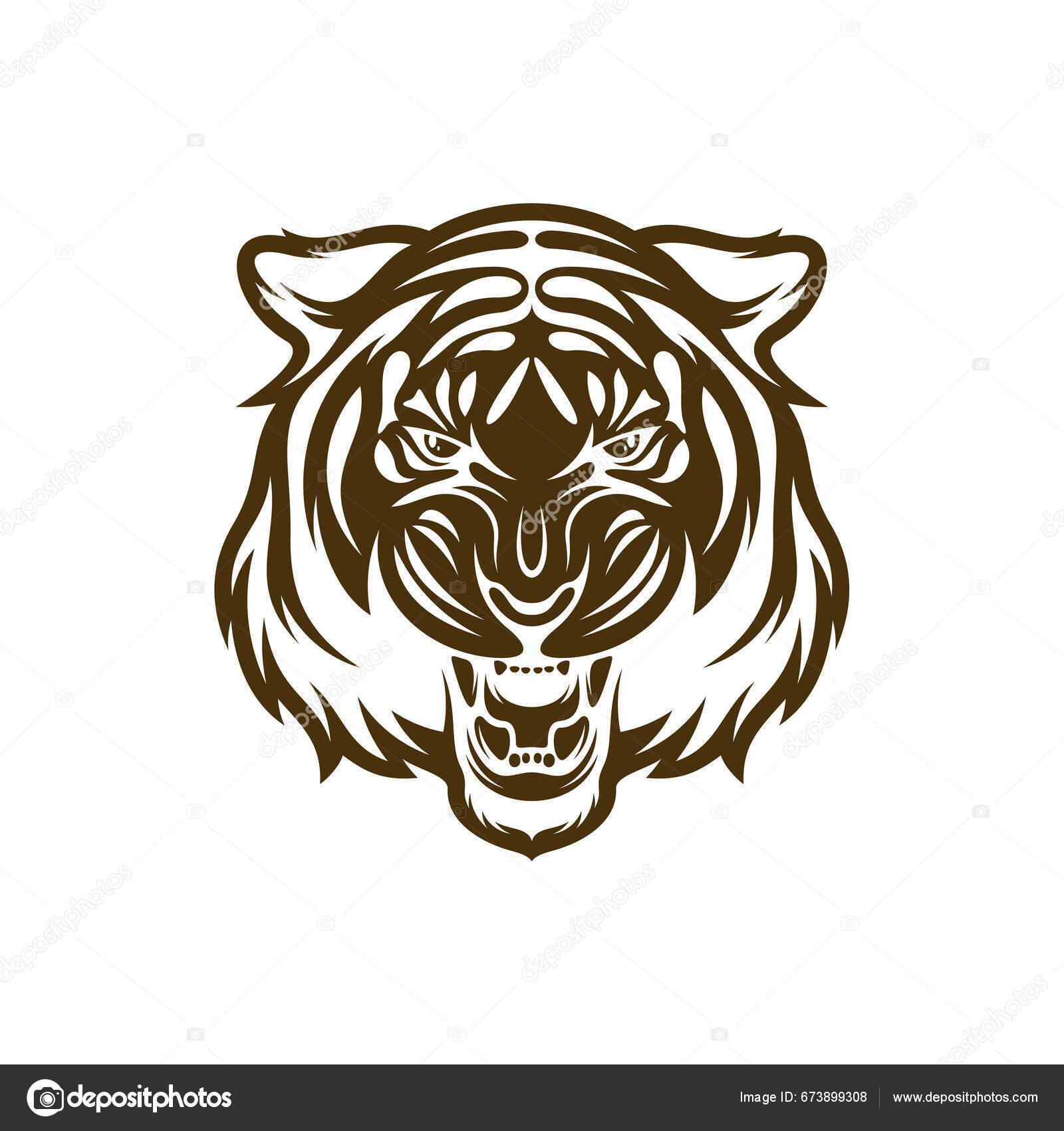 Векторный Рисунок Головы Тигра Шаблон Логотипа Head Tiger.