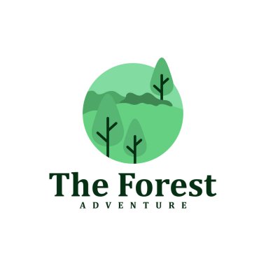 Orman logosu tasarımı şablonu. Yaratıcı Pine logo vektör çizimi.