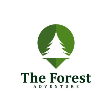 Point Forest logo tasarım şablonu. Yaratıcı Pine logo vektör çizimi.