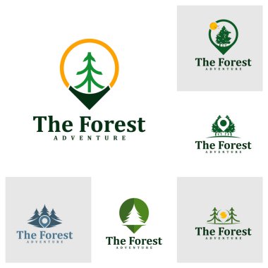 Point Forest logo tasarım şablonu. Yaratıcı Pine logo vektör çizimi.