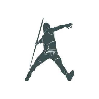 Javelin Atıcı vektör çizimi. Mızrak Fırlatma logo tasarımı Şablonu.