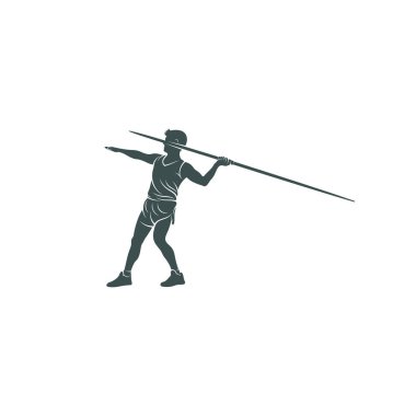 Javelin Atıcı vektör çizimi. Mızrak Fırlatma logo tasarımı Şablonu.