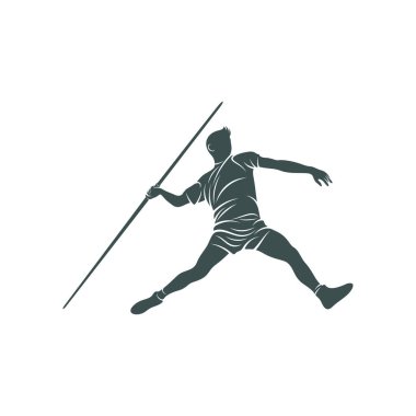 Javelin Atıcı vektör çizimi. Mızrak Fırlatma logo tasarımı Şablonu.