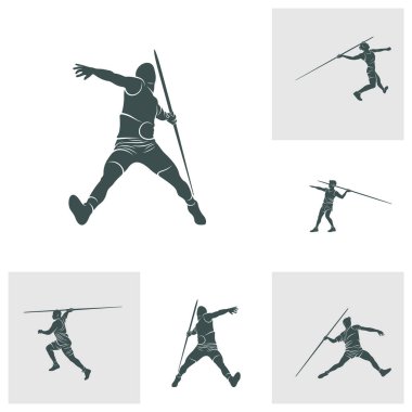 Javelin Atıcı vektör illüstrasyon dizaynı. Mızrak Fırlatma logo tasarımı Şablonu.