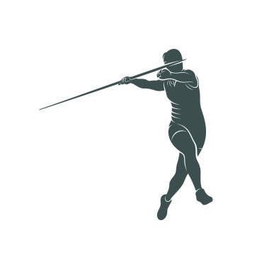 Javelin Atıcı vektör çizimi. Mızrak Fırlatma logo tasarımı Şablonu.