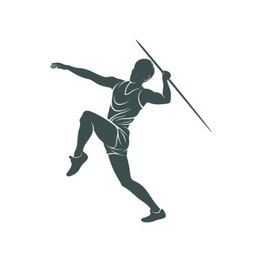 Javelin Atıcı vektör çizimi. Mızrak Fırlatma logo tasarımı Şablonu.