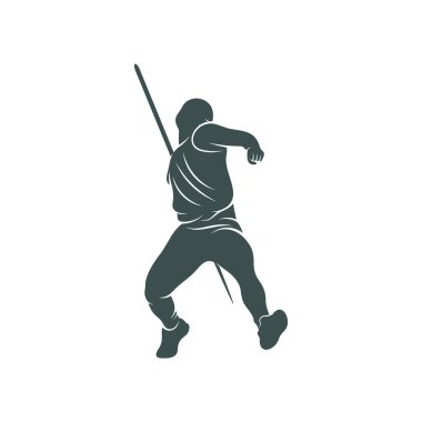Javelin Atıcı vektör çizimi. Mızrak Fırlatma logo tasarımı Şablonu.