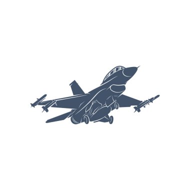 Askeri uçak vektör çizimi. Fighter Jets logo tasarım şablonu.