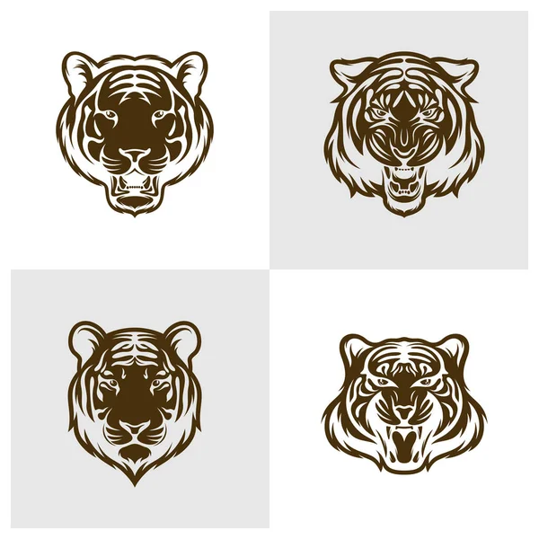Набор Векторной Иллюстрации Head Tiger Шаблон Логотипа Head Tiger — стоковый вектор