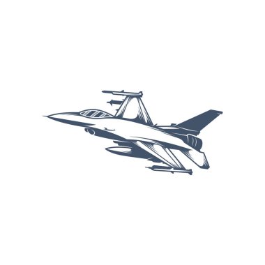 Askeri uçak vektör çizimi. Fighter Jets logo tasarım şablonu.