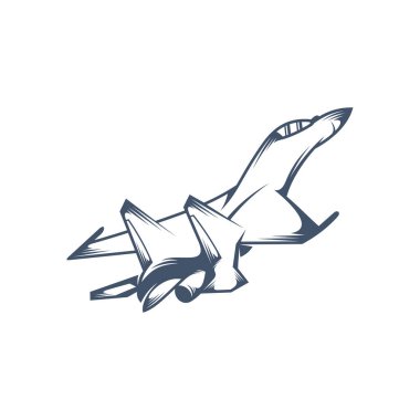 Askeri uçak vektör çizimi. Fighter Jets logo tasarım şablonu.