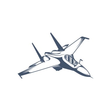Askeri uçak vektör çizimi. Fighter Jets logo tasarım şablonu.
