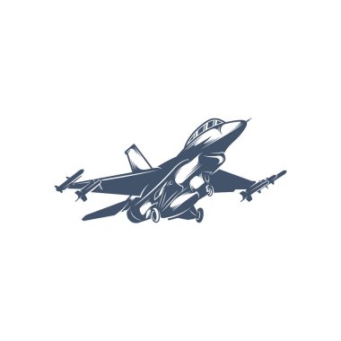 Askeri uçak vektör çizimi. Fighter Jets logo tasarım şablonu.