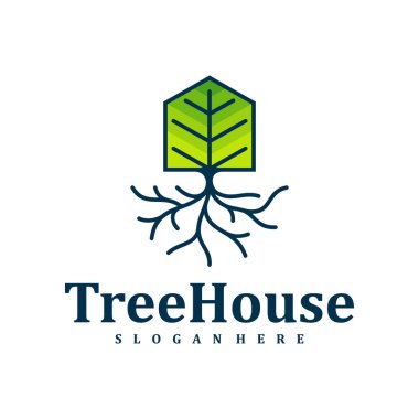 Ağaç Evi logo tasarımı şablonu. Yaratıcı Ev Ağacı logo vektör çizimi.