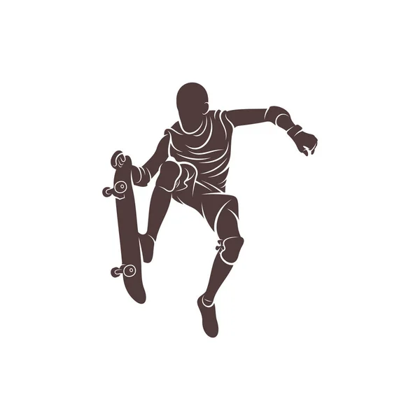 Disegno Illustrazione Vettoriale Skateboarder Modello Logo Skateboarder — Vettoriale Stock