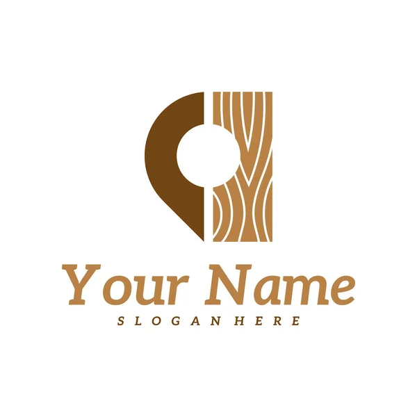 Wood Point Logo Design Template Creative Wood Logo Vector Illustration — Stock Vector