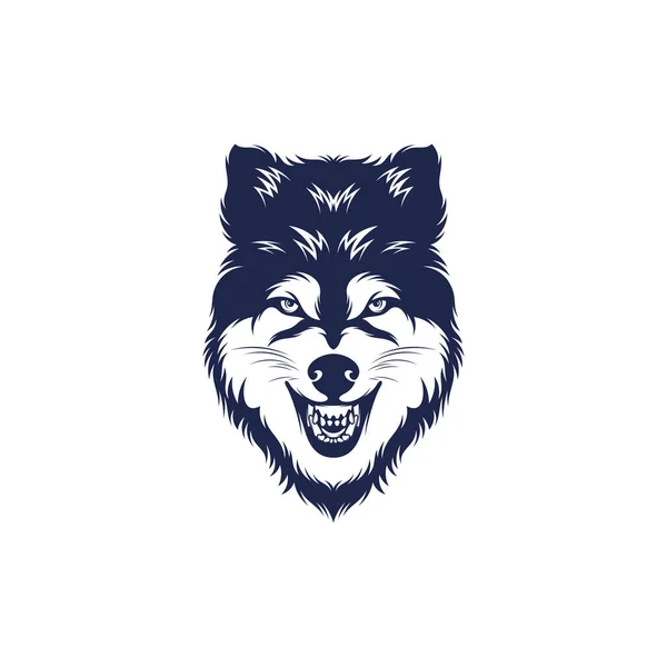 Huvud Wolf Vektor Illustration Design Design Huvudvargens Logotyp — Stock vektor