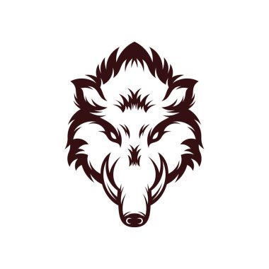 Yaban domuzu kafası vektör çizimi. Yaban domuzu logo tasarım şablonu.