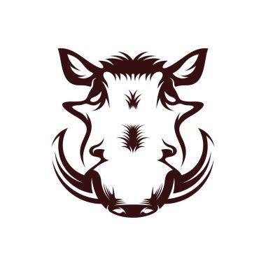 Yaban domuzu kafası vektör çizimi. Yaban domuzu logo tasarım şablonu.